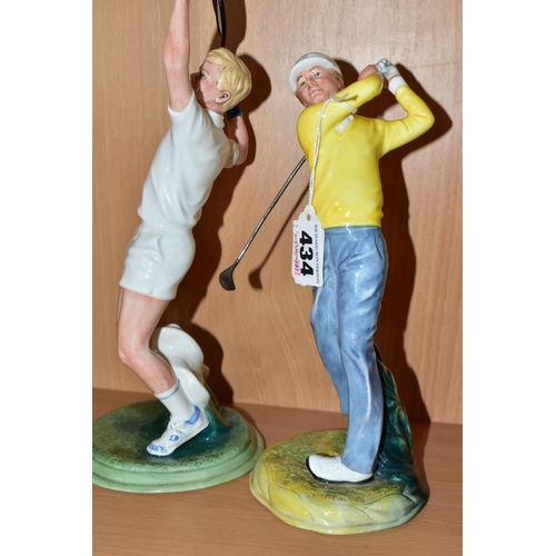 434 - THREE SPORTS THEMED ROYAL DOULTON FIGURINES, comprising Teeing Off HN3276 issued 1990 - 1997, Winnin... 