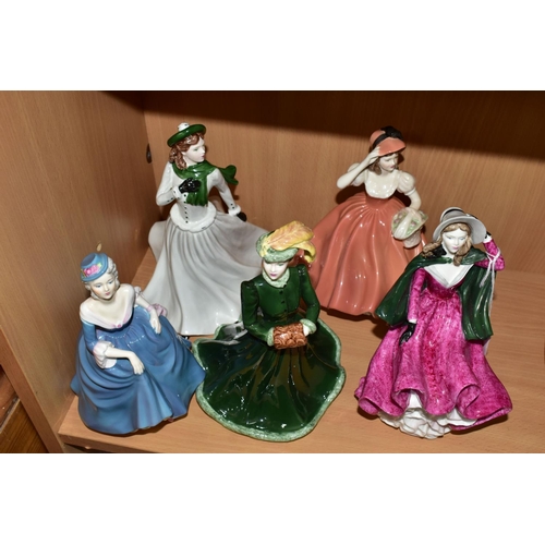 442 - FIVE COALPORT LADIES OF FASHION FIGURINES, comprising Winter's Morn, Regina (hairline crack/crazing ... 