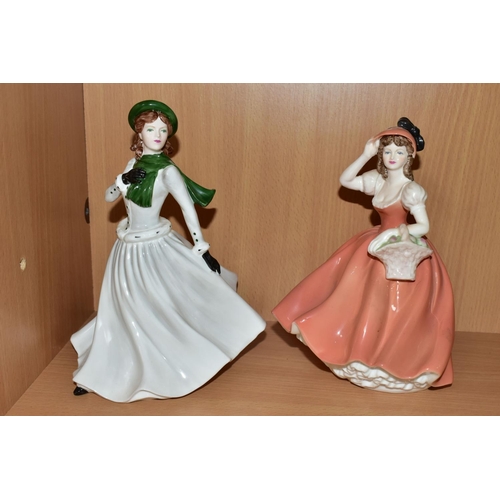 442 - FIVE COALPORT LADIES OF FASHION FIGURINES, comprising Winter's Morn, Regina (hairline crack/crazing ... 