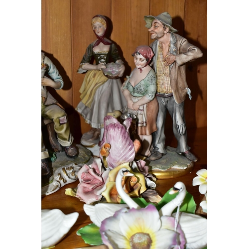 445 - A GROUP OF CAPODIMONTE FIGURINES, ETC, to include two Carter's Capodimonte Ltd Generous Tramp limite... 