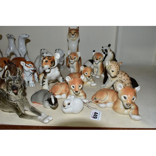 449 - A QUANTITY OF LOMONOSOV ANIMAL FIGURES, thirty two figures to include lions, pandas, racoons, tigers... 