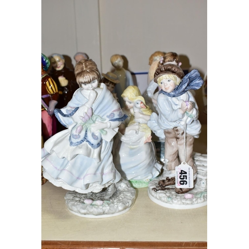 456 - FIVE COALPORT AND TWO ROYAL WORCESTER FIGURINES OF CHILDREN, comprising Coalport: 'The Boy' numbered... 