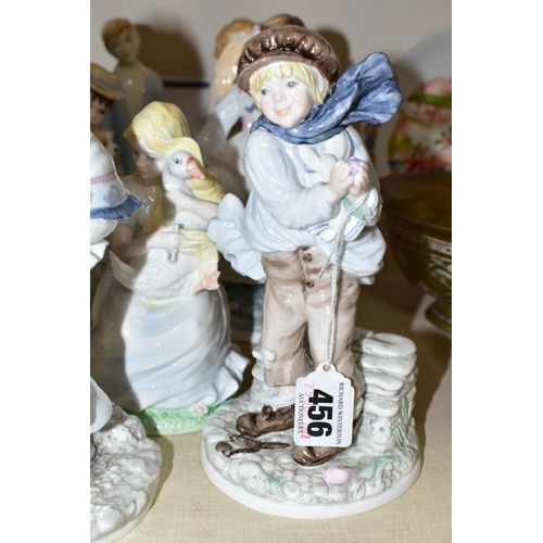 456 - FIVE COALPORT AND TWO ROYAL WORCESTER FIGURINES OF CHILDREN, comprising Coalport: 'The Boy' numbered... 