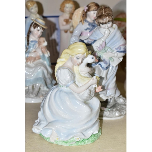 456 - FIVE COALPORT AND TWO ROYAL WORCESTER FIGURINES OF CHILDREN, comprising Coalport: 'The Boy' numbered... 