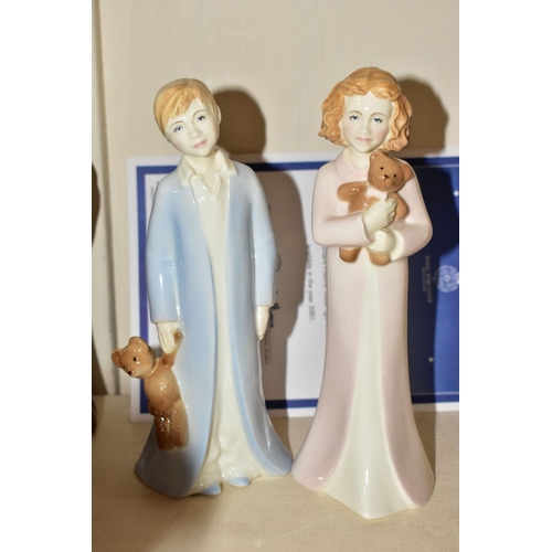 456 - FIVE COALPORT AND TWO ROYAL WORCESTER FIGURINES OF CHILDREN, comprising Coalport: 'The Boy' numbered... 