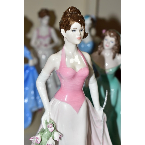 458 - FIVE COALPORT FIGURINES, to include Pamela (style two), Monaco in pink colourway, etc (5) (Condition... 