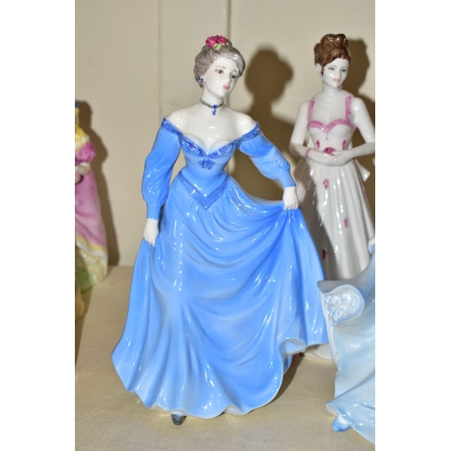 458 - FIVE COALPORT FIGURINES, to include Pamela (style two), Monaco in pink colourway, etc (5) (Condition... 