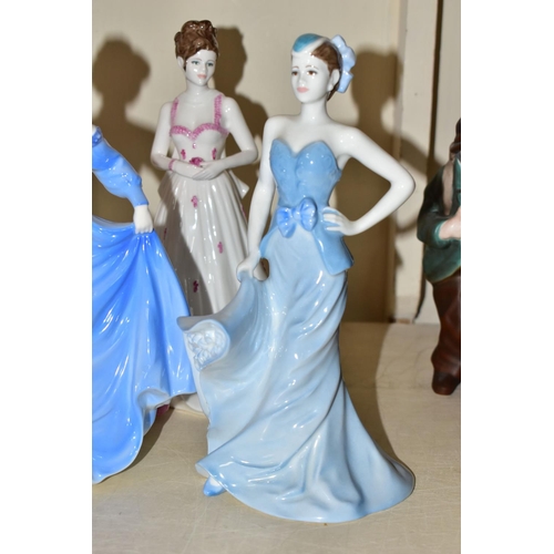 458 - FIVE COALPORT FIGURINES, to include Pamela (style two), Monaco in pink colourway, etc (5) (Condition... 