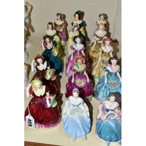 459 - FIFTEEN SMALL COALPORT FIGURINES, comprising two Barbara figurines, one in a pale blue dress (light ... 