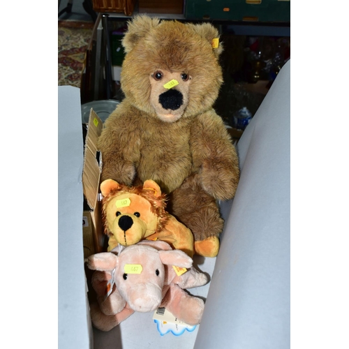 467 - THREE MODERN STEIFF SOFT TOYS, comprising a lion with all labels still attached 2004 'Cosy Friends' ... 