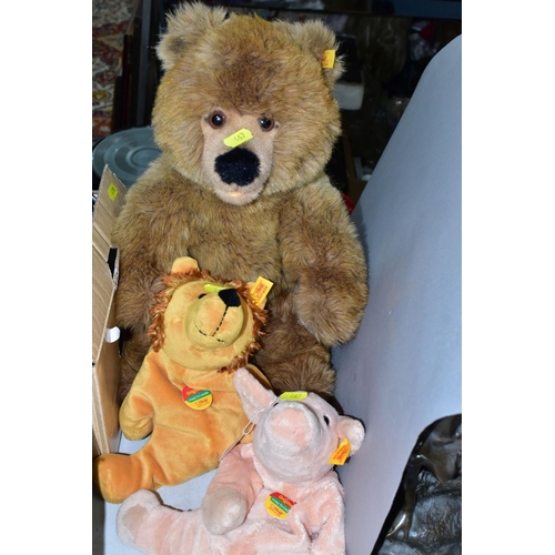 467 - THREE MODERN STEIFF SOFT TOYS, comprising a lion with all labels still attached 2004 'Cosy Friends' ... 