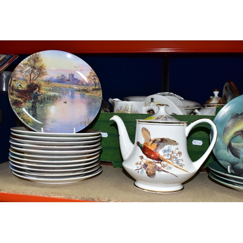 490 - A QUANTITY OF CERAMICS AND COLLECTABLE PLATES, to include four Danbury Mint 'Gamefish of Britain'  c... 