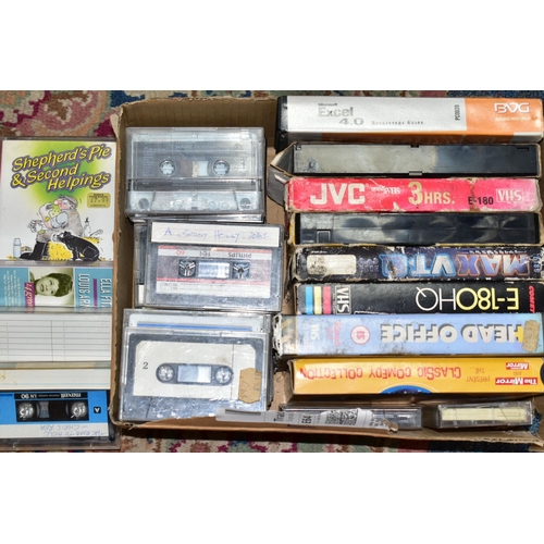 491 - FOUR BOXES OF RECORDS, LPS, SINGLES, AND TAPE CASSETTES, to include approximately two hundred 45s an... 