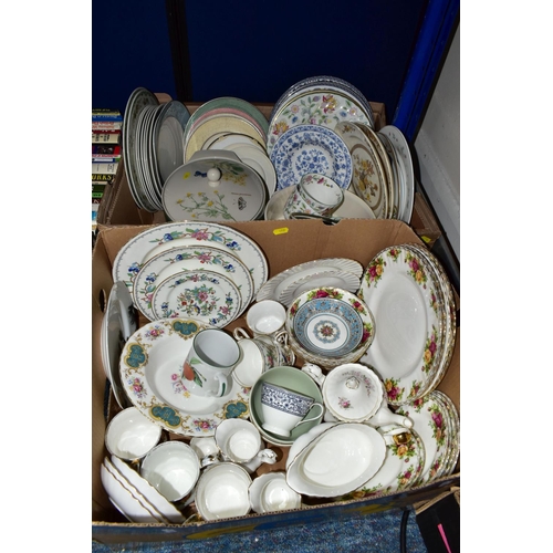 492 - TWO BOXES OF DINNER AND TEA WARES ETC, to include, Royal Albert 'Old Country Roses'- six dessert dis... 