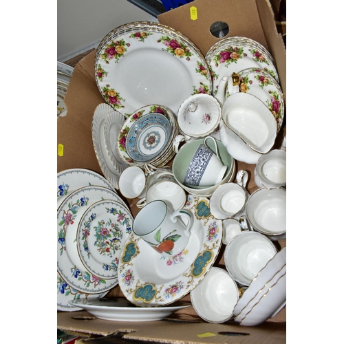 492 - TWO BOXES OF DINNER AND TEA WARES ETC, to include, Royal Albert 'Old Country Roses'- six dessert dis... 