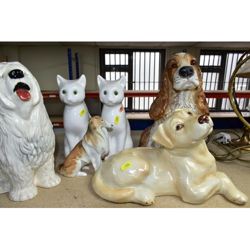 496 - A GROUP OF CERAMIC CATS AND DOGS, to include a Royal Doulton Old English Sheepdog, marked 2232 on ba... 