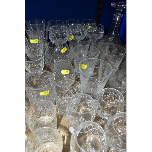 497 - A QUANTITY OF CUT GLASS AND CRYSTAL, to include a set of six 'Brierly' brandy glasses, a set of six ... 