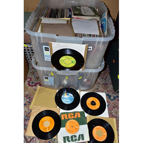 509 - TWO BOXES OF RECORDS 45s, to include a collection of approximately five hundred 1960s and 1980s arti... 