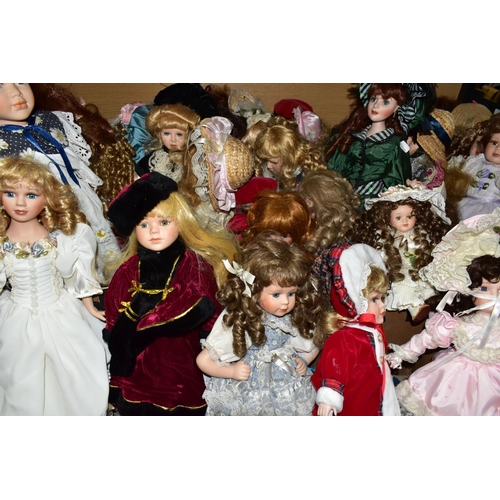 516 - THREE BOXES OF COLLECTORS DOLLS, approximately forty dolls to include Knightsbridge and Leonardo Col... 