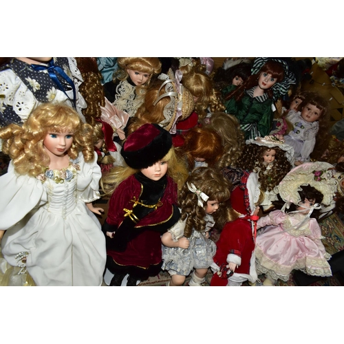 516 - THREE BOXES OF COLLECTORS DOLLS, approximately forty dolls to include Knightsbridge and Leonardo Col... 