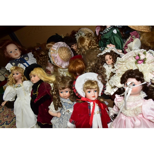 516 - THREE BOXES OF COLLECTORS DOLLS, approximately forty dolls to include Knightsbridge and Leonardo Col... 