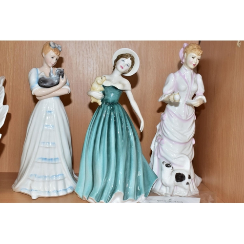 530 - SIX ROYAL DOULTON FIGURINES, comprising Pretty Ladies Petites 'Christmas Day 2010' HN5411, with blac... 