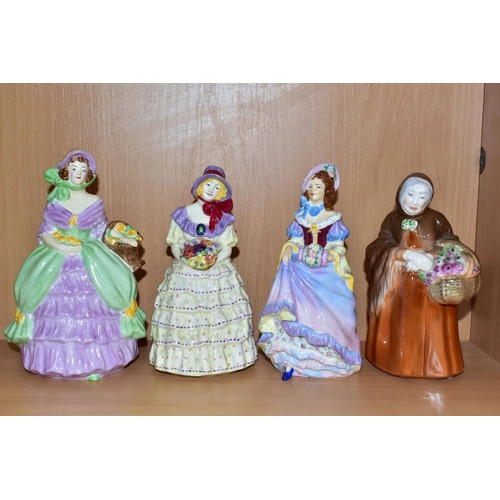 532 - EIGHT COALPORT FIGURINES, comprising early figurines Daisy, Edyth, Lady Rose, Bridesmaid (large chip... 