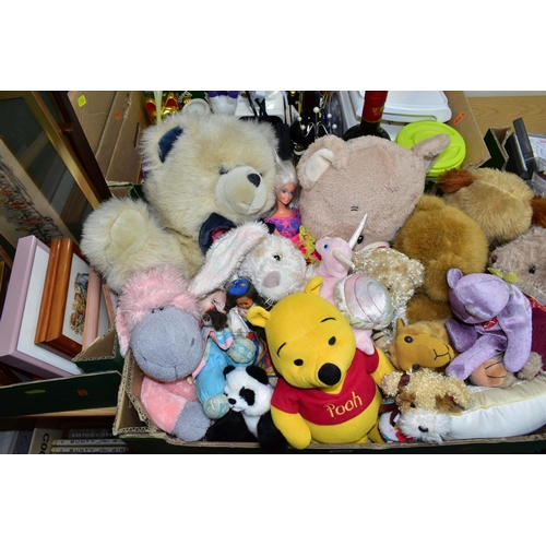 539 - FOUR BOXES AND LOOSE PICTURES, SOFT TOYS AND SUNDRY ITEMS, to include thirty five framed prints, nee... 