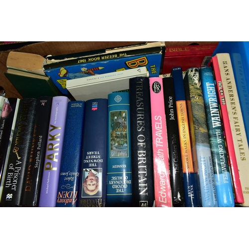 541 - FOUR BOXES OF BOOKS, approximately eighty to one hundred books, titles to include 1960s and 1970s ch... 