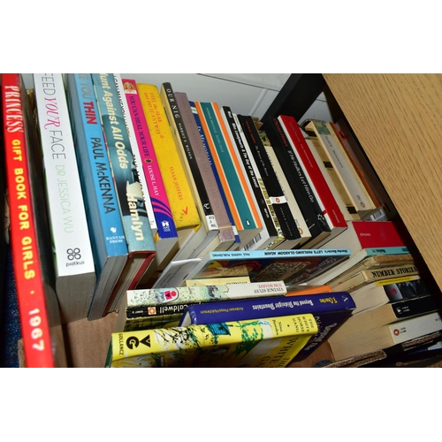 541 - FOUR BOXES OF BOOKS, approximately eighty to one hundred books, titles to include 1960s and 1970s ch... 