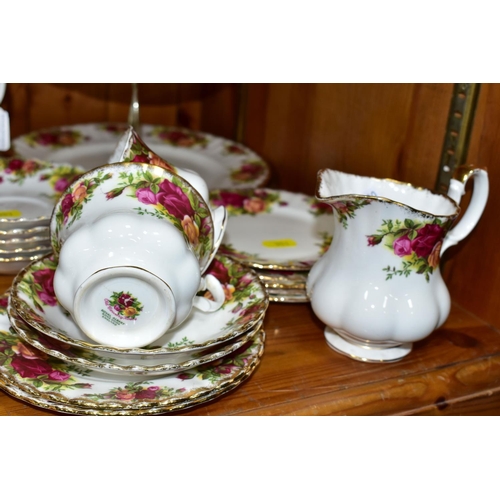 551 - A THIRTY TWO PIECE ROYAL ALBERT OLD COUNTRY ROSES TEA SET, comprising a three tier cake stand, a cak... 