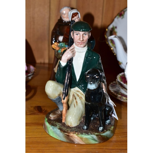 552 - THREE ROYAL DOULTON AND COALPORT FIGURINES, comprising 'The Gamekeeper' HN2879, issued 1984 - 1992, ... 