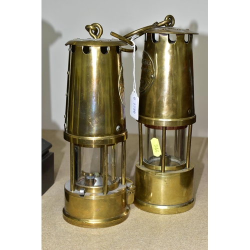 564 - TWO BRASS MINER'S LAMPS, comprising a late 19th early 20th century brass Protector Lamp & Lighting C... 