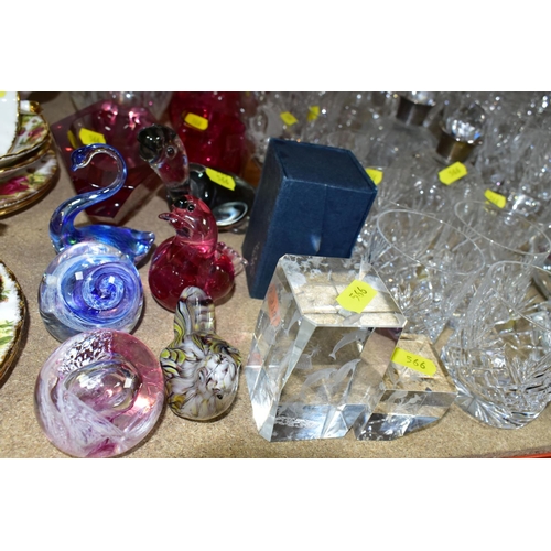 566 - A GROUP OF ASSORTED CUT GLASS AND CRYSTAL, to include two cut glass perfume bottles with silver coll... 