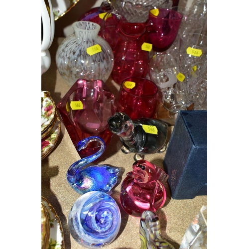 566 - A GROUP OF ASSORTED CUT GLASS AND CRYSTAL, to include two cut glass perfume bottles with silver coll... 