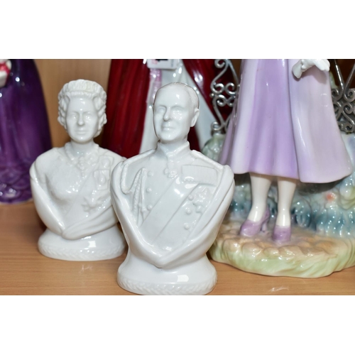 584 - TWO ROYAL WORCESTER FIGURINES, comprising Queen Elizabeth II titled 'In celebration of the Queen's 8... 