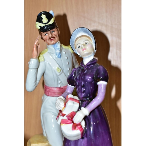 585 - TWO ROYAL DOULTON FIGURES, comprising a saluting soldier 'Good morning Ma'am' HN2895, approximate he... 