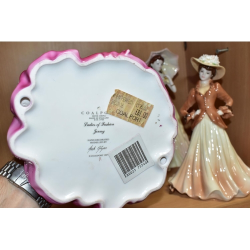 592 - FIVE COALPORT 'LADIES OF FASHION' FIGURINES, comprising 'Liz' first quality, and Joan, Jenny, Joseph... 