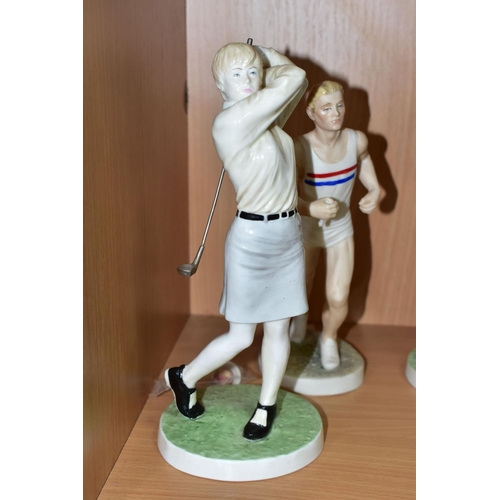 598 - FIVE COALPORT SPORTING FIGURES, comprising 'The Olympic Runner' limited edition produced for the 198... 