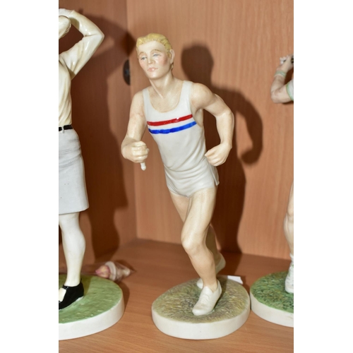 598 - FIVE COALPORT SPORTING FIGURES, comprising 'The Olympic Runner' limited edition produced for the 198... 