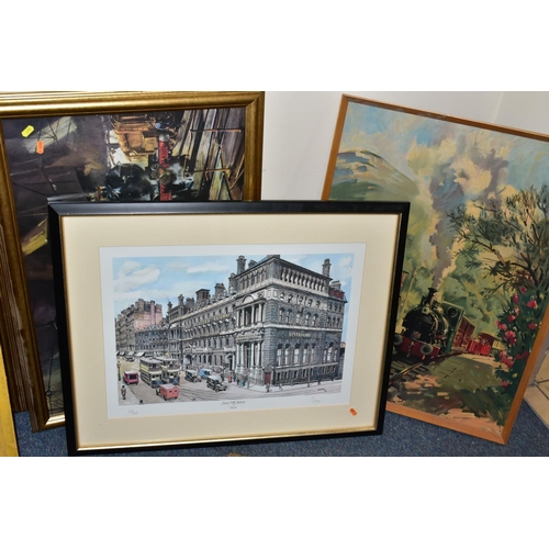 610 - A QUANTITY OF LATER 20TH CENTURY PRINTS ETC, to include prints of steam trains by Philip D. Hawkins,... 