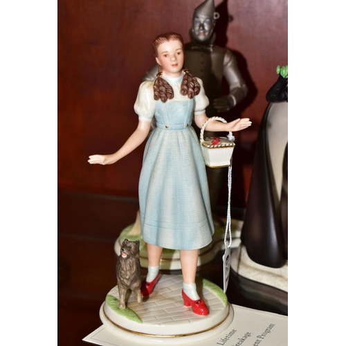 621 - FIVE LENOX 'THE WIZARD OF OZ COLLECTION' FIGURINES, comprising Dorothy, Tin Man, Scarecrow, Cowardly... 