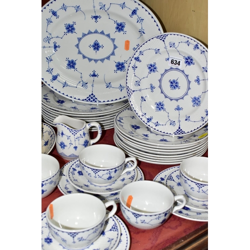 634 - A SIXTY SEVEN PIECE MIXED MASON'S AND JOHNSON BROTHERS BLUE DENMARK DINNER SERVICE, comprising a mea... 