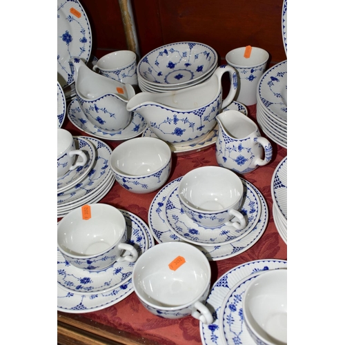 634 - A SIXTY SEVEN PIECE MIXED MASON'S AND JOHNSON BROTHERS BLUE DENMARK DINNER SERVICE, comprising a mea... 