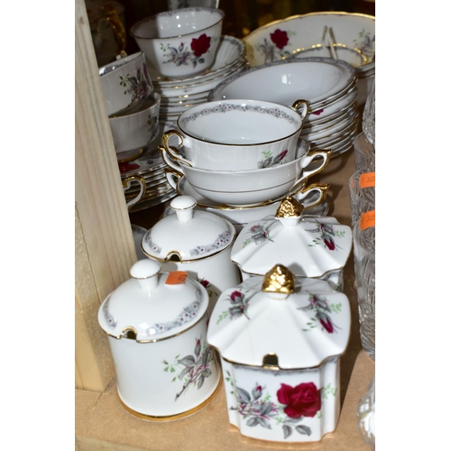 640 - ONE HUNDRED AND EIGHTY FOUR PIECES OF ROYAL STAFFORD 'ROSES TO REMEMBER' PATTERN DINNER AND TEA WARE... 