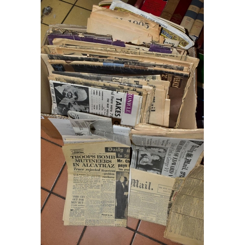 642 - EPHEMERA, two boxes containing a collection of commemorative newspapers, magazines, periodicals, cal... 