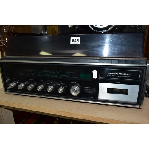 645 - A NATIONAL PANASONIC (SG-2050L) STEREO MUSIC CENTRE WITH TURNTABLE, two speakers, stereo headphones ... 