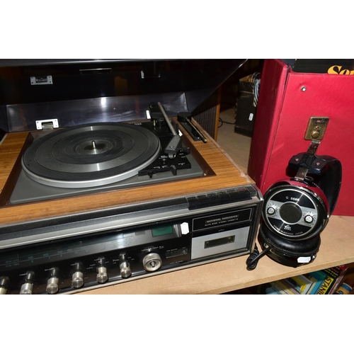 645 - A NATIONAL PANASONIC (SG-2050L) STEREO MUSIC CENTRE WITH TURNTABLE, two speakers, stereo headphones ... 