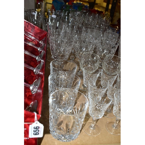 656 - A GROUP OF FINE CUT LEAD CRYSTAL AND OTHER GLASSWARES, to include a set of six Bohemia tumblers, six... 