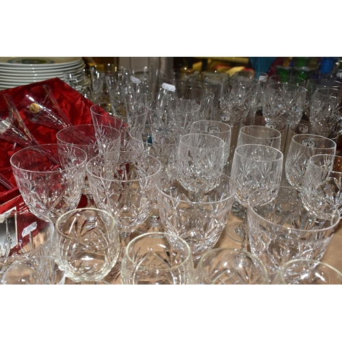 656 - A GROUP OF FINE CUT LEAD CRYSTAL AND OTHER GLASSWARES, to include a set of six Bohemia tumblers, six... 